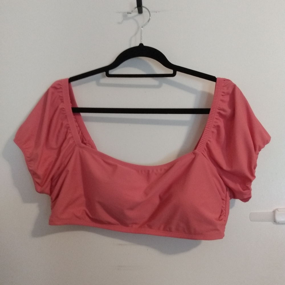 Time And Tru Women's Pink Off Shoulder Swim Top Size XL (16-18)